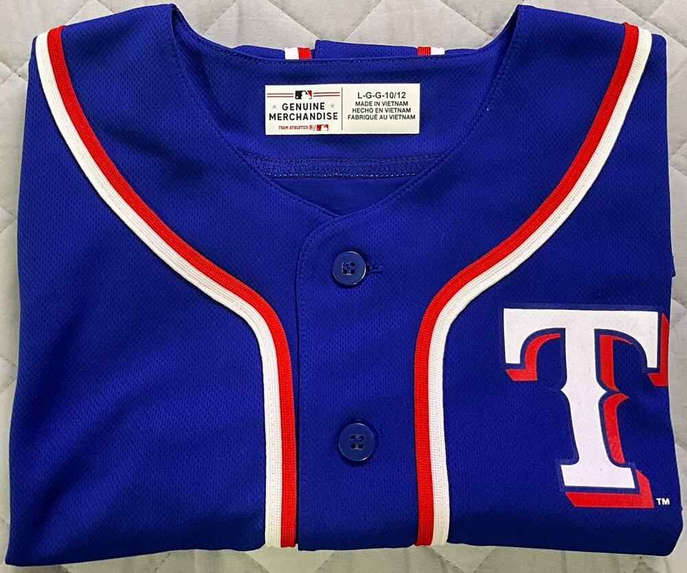 Youth Texas Rangers MLB Genuine Merchandise Jersey 10/12 Large Button Up Blue